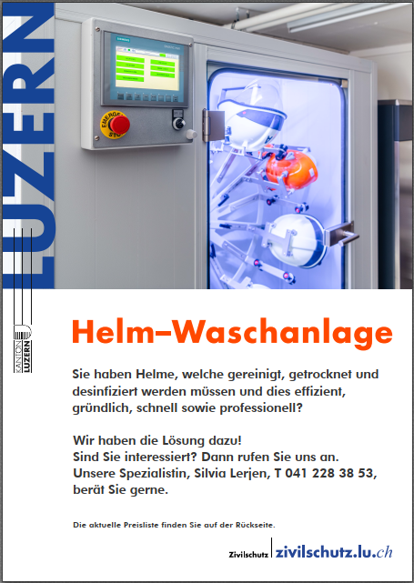 Flyer Helm-Waschanlage Zivilschutz Luzern